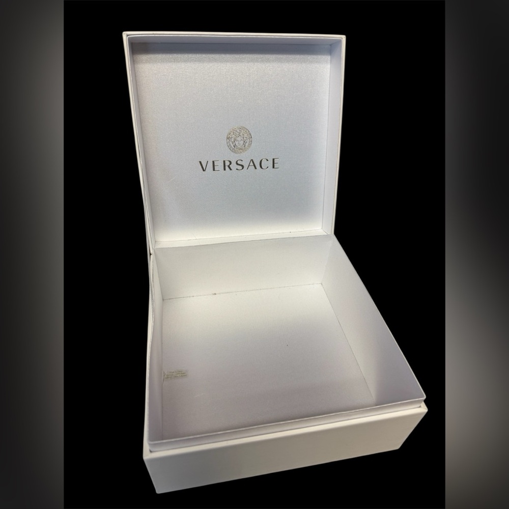 VERSACE Embossed Square Empty Gift Box Storage Container White 8”x 8” - Picture 2 of 6